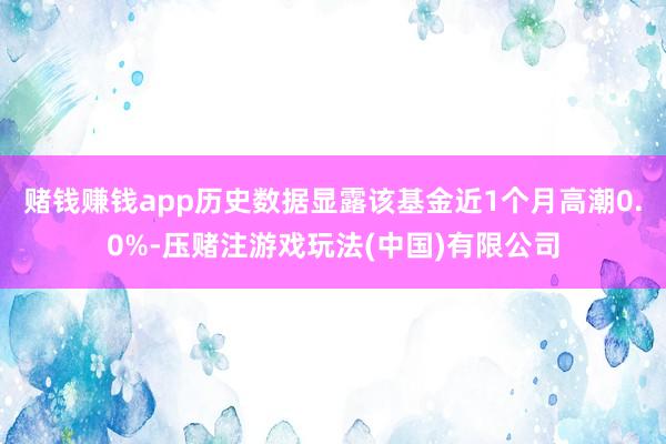 赌钱赚钱app历史数据显露该基金近1个月高潮0.0%-压赌注游戏玩法(中国)有限公司