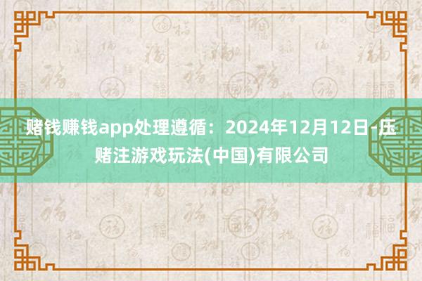 赌钱赚钱app处理遵循：2024年12月12日-压赌注游戏玩法(中国)有限公司